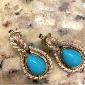 Turquoise and silver tone teardrop Earrings